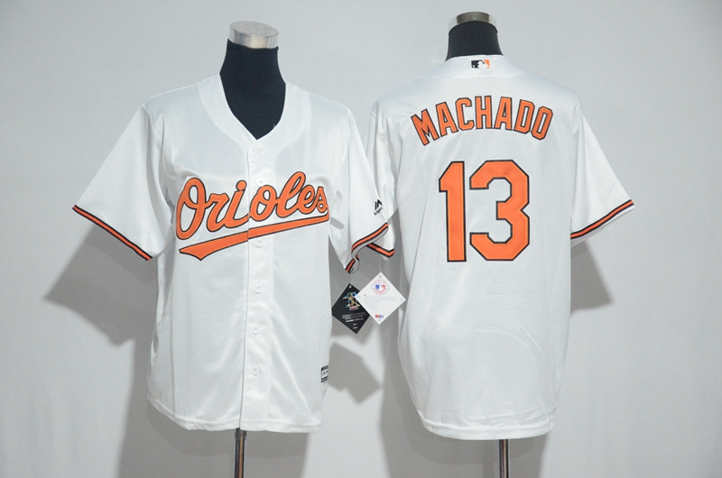 Youth 2017 MLB Baltimore Orioles #13 Machado White Jerseys->youth mlb jersey->Youth Jersey